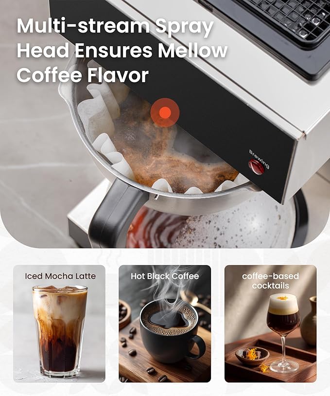 SYBO 12-Cup Commercial Pour Over Coffee Maker with 2 Warmers