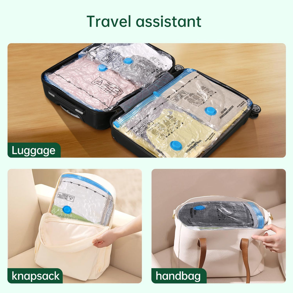 BRODI 14 Combo Pack Travel Vacuum Bags with Pump - Space Saver & Travel Essentials, Vacuum Seal Bags for Clothing and Luggage