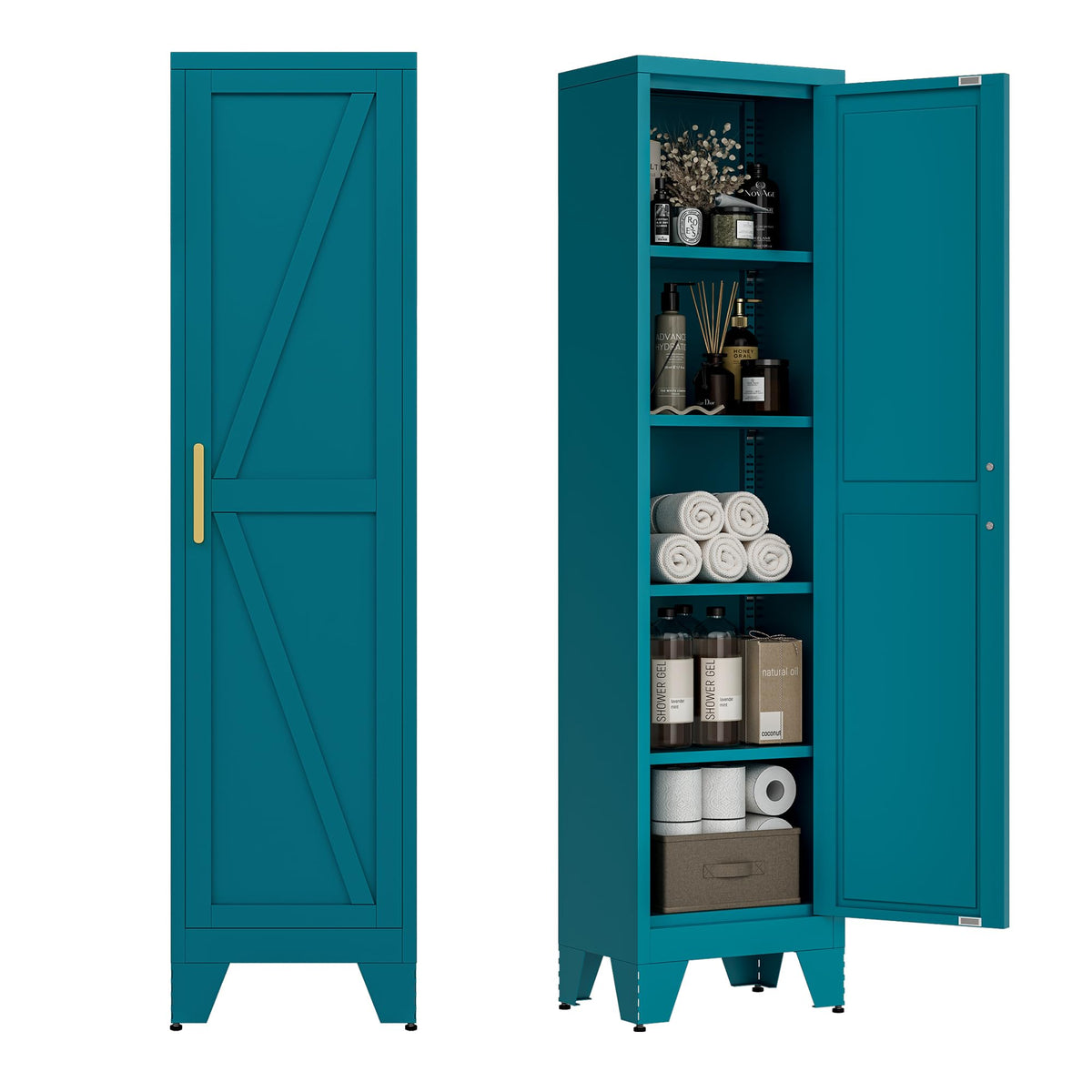 LCAOPC 71" Tall Pantry Storage Cabinet with Drawer and Adjustable Shelves, Freestanding Tall Kitchen Cupboard Storage Cabinet for Kitchen,Dining Room, Living Room, White