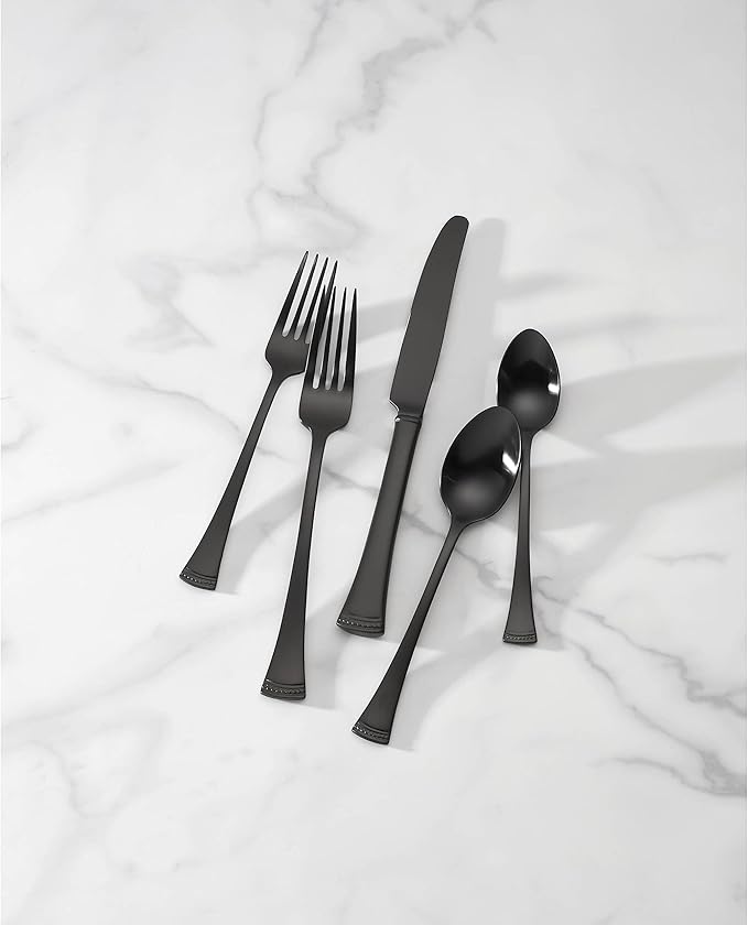 Lenox Portola Black Satin 20-Piece Silverware Set for 4, Flatware