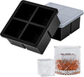 Bangp Large Ice Cube Tray for Whiskey,Silicone Ice Cube Trays 2 Pack,Large Ice Cube Molds with Leak Proof Removable Lid,Square Ice Cube Tray for Whiskey and Cocktail