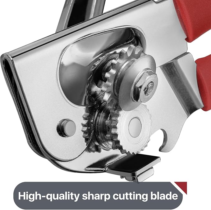 UHIYEE Commercial Can Opener Heavy Duty, Hand Crank for Large Cans, Red