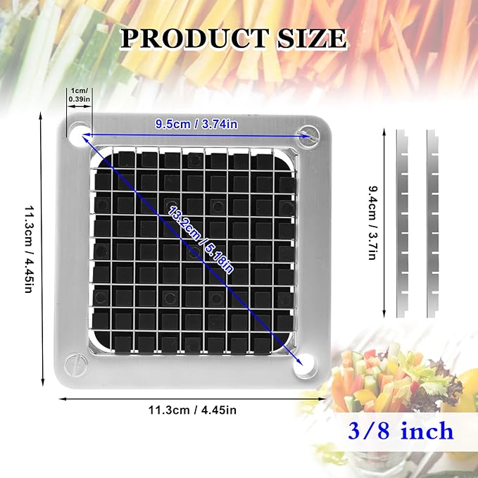 BSTSLL 2 PCS Replacement Dicer Chopper 3/8" Blades with Pusher Block