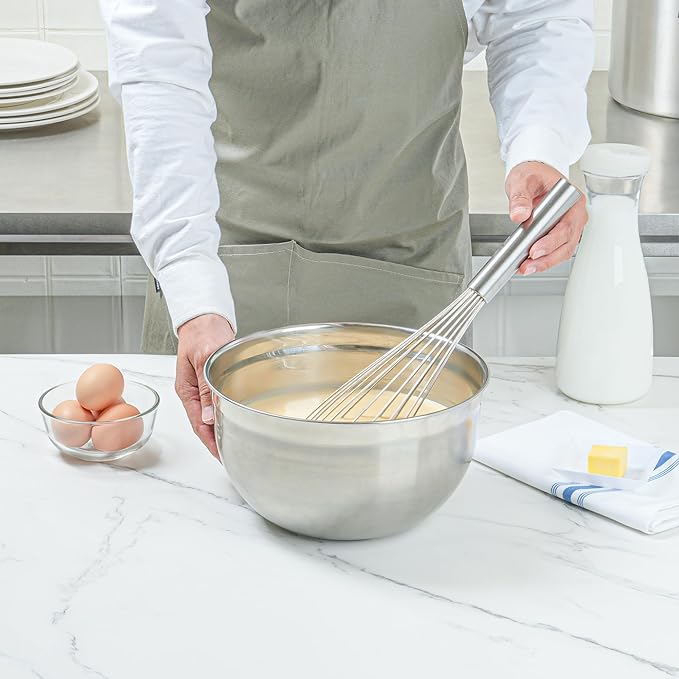 Met Lux 16 Inch x 3 Inch Baking Whisk, 1 With Ergonomic Handle Metal Whisk - Dishwasher-Safe, Corrosion-Resistant, Stainless Steel Whisk For Baking, For Whipping, Baking, Or Cooking, Restaurantware