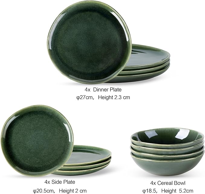 AmorArc Ceramic Dinnerware Sets for 8, 24Pcs Plates and Bowls Sets Dishes