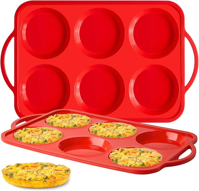 Puyeipt 4 Inch Jumbo Muffin Top Pans with Metal Frame, 2 Pack, 12 Cups