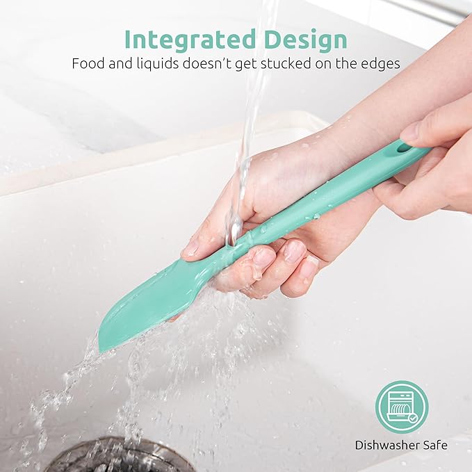 U-Taste Small Mini Silicone Spatula, 9in Rubber Jar Bowl Scraper, Aqua Sky