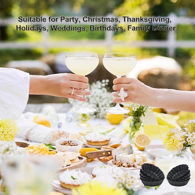 Yamteck 3 Inch Mini Quiche Pans 12 Pack, Round Egg Tart Molds with Removable Bottom. Small Tart Pans w/Non-Stick Coating Rugged Carbon Steel for Tartlets Shells Desert Making Christmas Festival Party