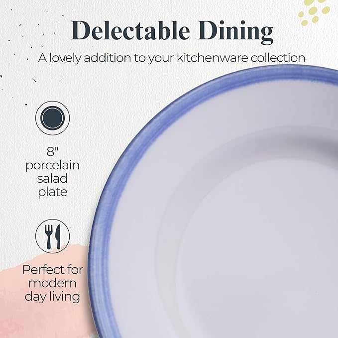 Portmeirion Potter's Brushstroke Salad Plate - Blue, Set of 4