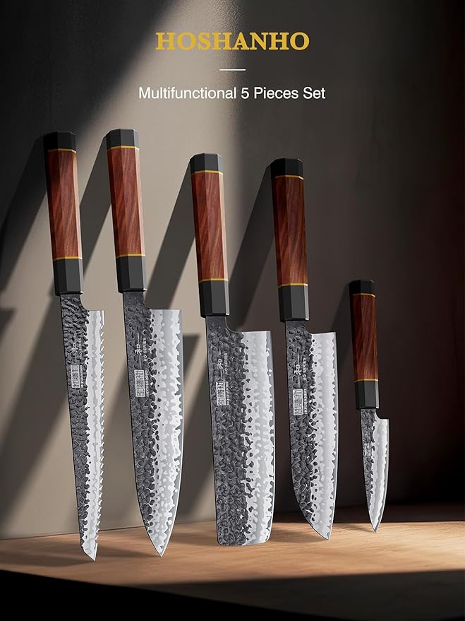HOSHANHO 5 Pieces Knife Set, Japanese High Carbon Steel Kitchen Knife Sets