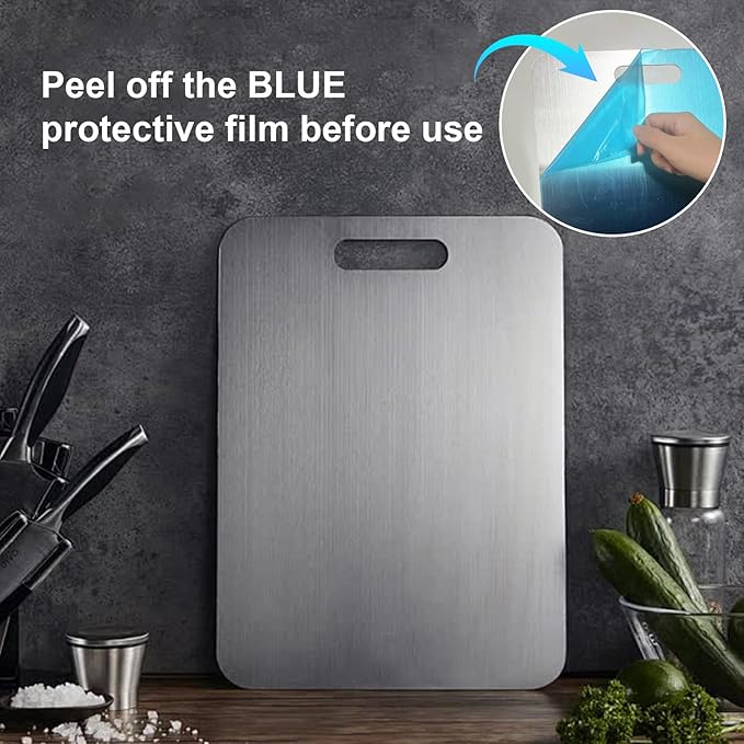 Katori Titanium Cutting Board Set of 2,100% Pure Titanium Cutting Boards for Kitchen Non Toxic,Double Sided Dishwasher Safe Cutting Board for Meat,Fruits and Vegetables,Easy To Clean(2PC-M+XL)