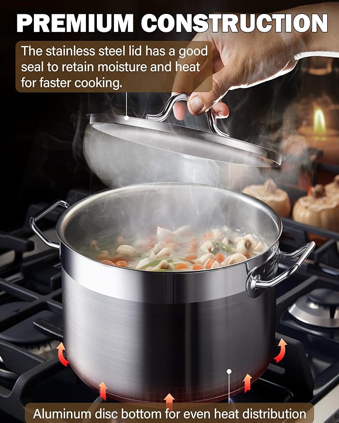 Cooks Standard Professional 8 Quart Stainless Steel Stock Pot with Lid