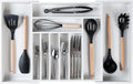 KitchenEdge Silverware & Utensil Drawer Organizer, 16-28 in, White Bamboo