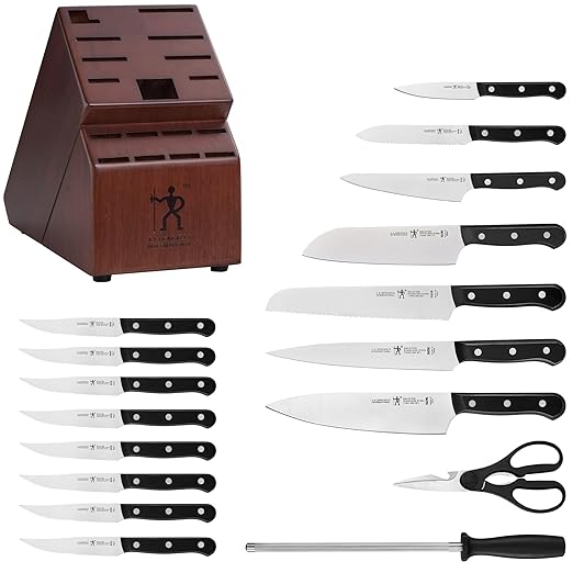 HENCKELS Solution Razor-Sharp 18-pc Knife Set, Chef Knife, Bread Knife, Steak Knife, German Engineered Informed by 100+ Years of Mastery