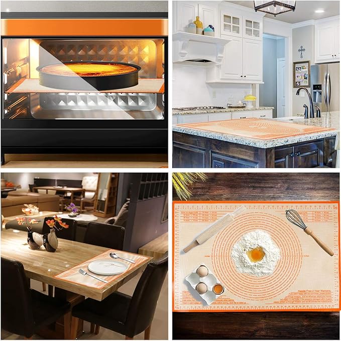 Silicone Pastry Mat 36X24 inch Baking mat Perfect for Dough, Pastry, Pie Crust, Fondant, Cookies, Bread, Pasta/Pizza,Pastry Board, Kitchen Counter Mat