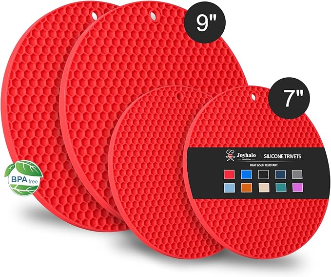 Joyhalo 4 Pack Silicone Trivet for Hot Dishes