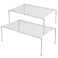 iPEGTOP Kitchen Cabinet Storage Shelf Rack, Set of 2 Large (15.7 x 9.4 Inch) Rustproof Metal Wire Shelves Spice Shelf Rack Cupboard Organizer for Pantries Countertops Utensils Organization, Chrome