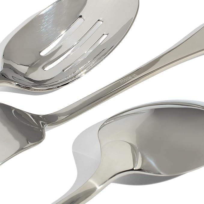 Made In Cookware - Stainless Steel Serving Utensil Set - Fork, Spoon, Slotted Spoon - Dishwasher Safe
