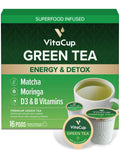 VitaCup Green Tea Instant Packets with Matcha, 16ct