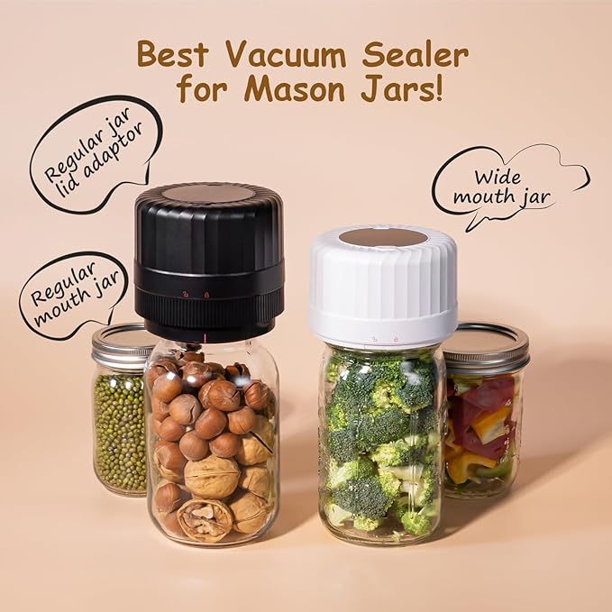 HTPOW Automatic Mason Jar Vacuum Sealer, One-Touch for Food Storage