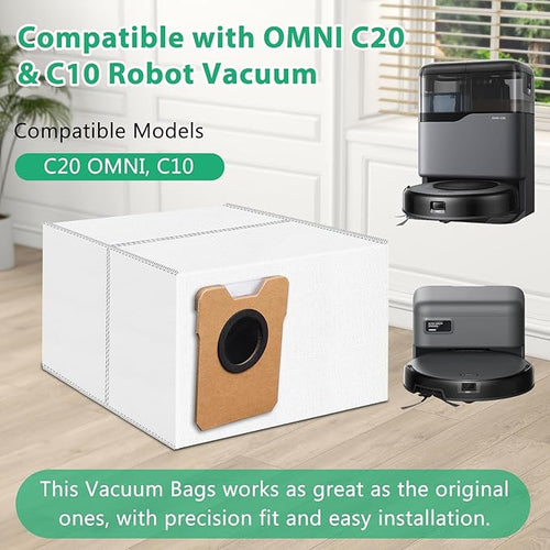 12 Pack Dust Bags Compatible with Eufy Omni C20, C10 Robot Vacuum, 4-Layer Replacement Disposable Bags with Activated Carbon Layer