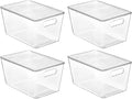 Vtopmart 4 Pack Clear Stackable Storage Bins with Lids, Large