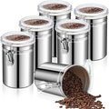 Lallisa 3 Pcs Stainless Steel Kitchen Canister 62 fl oz with Airtight Clear Clamp Lid, Metal Food Storage Container Set for Coffee Bean Ground Coffee Flour Sugar Spice Tea Cereal Snack Candy Pantry