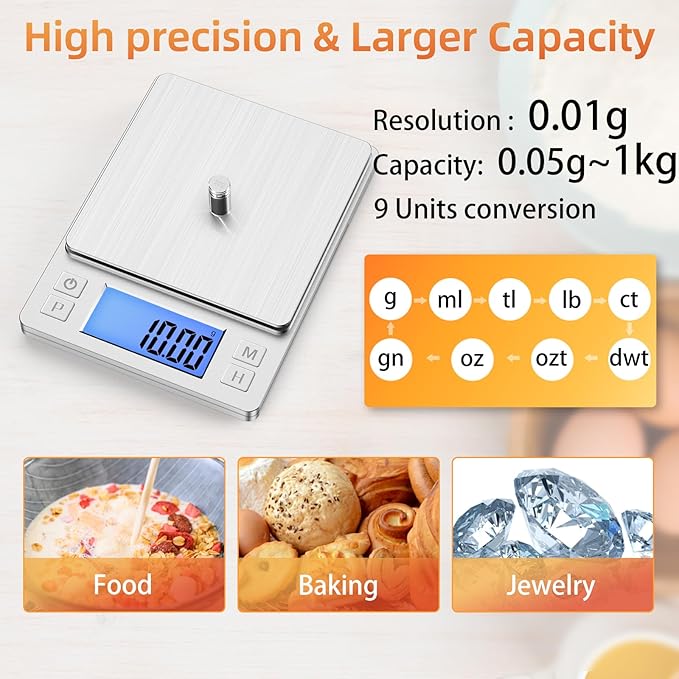 BOMATA 0.01g Small Digital Gram Scale, Upgraded 1kg Jewelry Scale