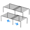 GEDLIRE Kitchen Cabinet Expandable Shelf Organizers Set of 2, Adjustable Metal Wire Pantry Storage Shelves, Plate Dish Organizer Rack for Cabinets, Cupboard, Counter, Freezer, Countertop, Black