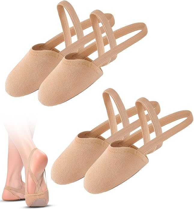 Babene 2Pcs Women's Canvas Half Soles Dance Shoes(ZF1E7-2-XS) Nude