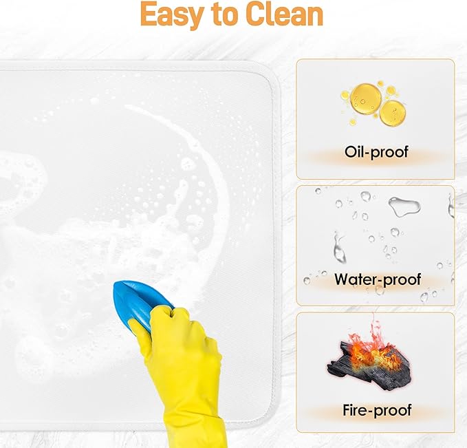 Amerbro 2 PCS Heat Resistant Mats for Countertop Air Fryer, 24x16in, White