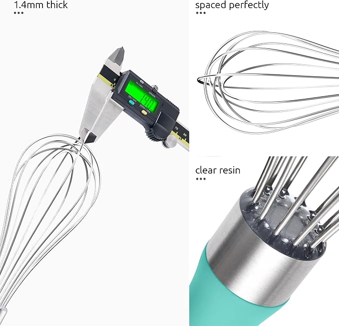 U-Taste Wire Whisk for Cooking, 18/10 Stainless Steel Wisk, S/Aqua Sky