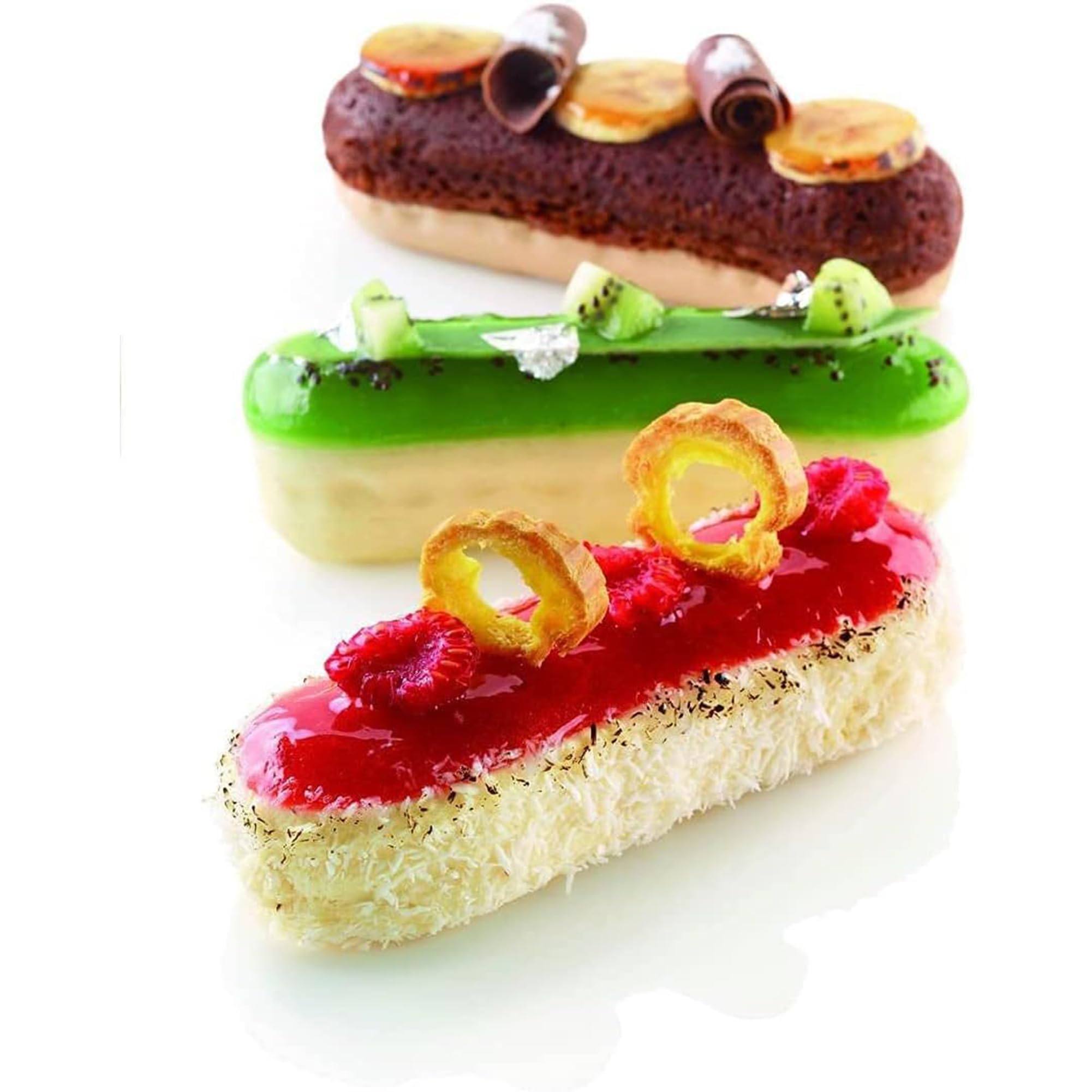 OCPO Kitchen Oval Rectangle Silicone Mousse Cake Mold, 6 Cavities