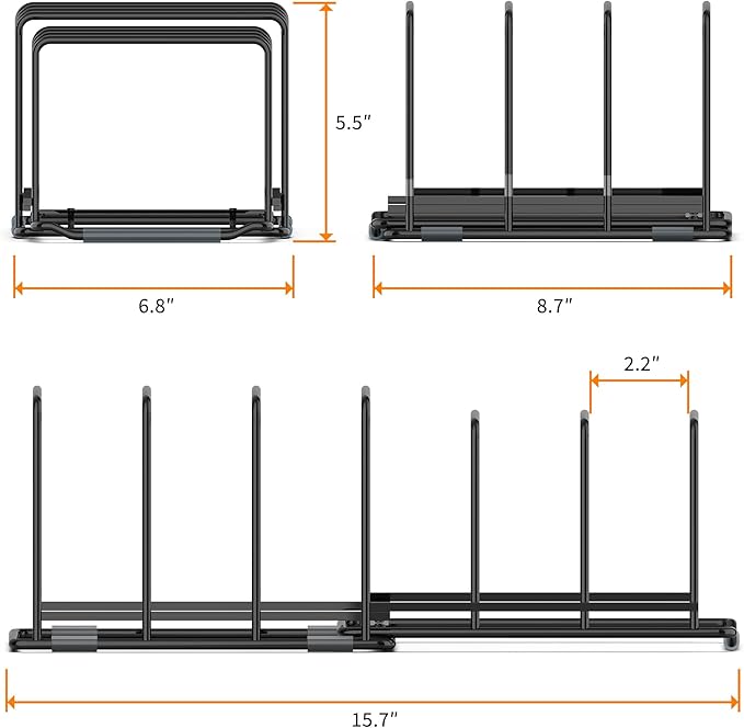 VAEKUCEAN Adjustable 2.2in Pan Organizer Rack