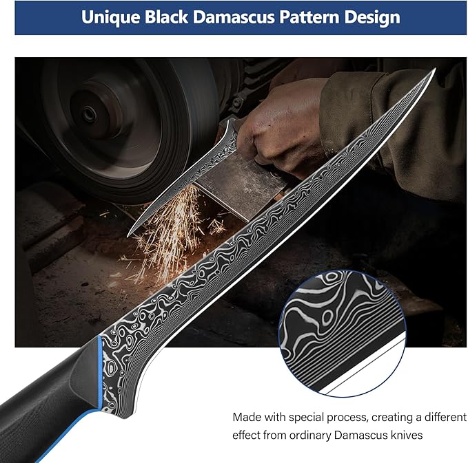 Fillet Knife 7 Inch, 67-Layer Damascus Steel Boning Knife with G10 Handle