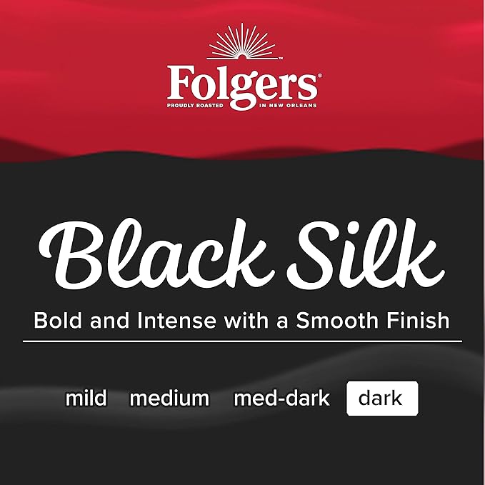 Folgers Black Silk Dark Roast Coffee K-Cup Pods, Bulk 192 Count