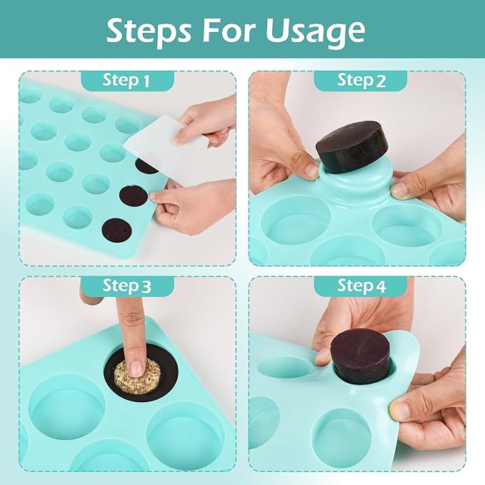AFINSEA 3Pcs Cake Puck Mold Set,2 Different Sizes Chocolate Covered Cake Silicone Molds, 24-Cavity&12-Cavity Round Cake Pop Molds with 2 Spatulas for DIY Cake Cores, Chocolate Desserts,Cakepucks