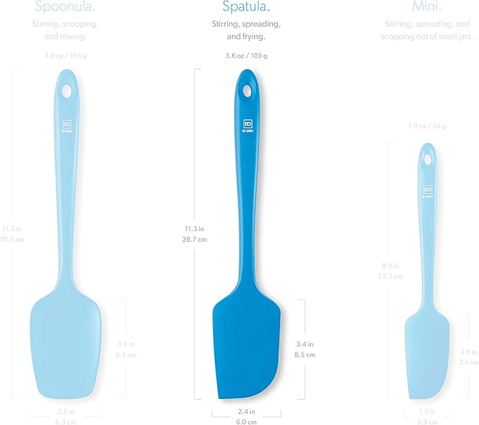 DI ORO Large Silicone Spatula - 600F Heat Resistant, Blue