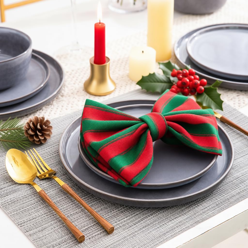AmorArc Stoneware Dinnerware Sets for 6, 18Pcs Plates and Bowls Sets Dishes