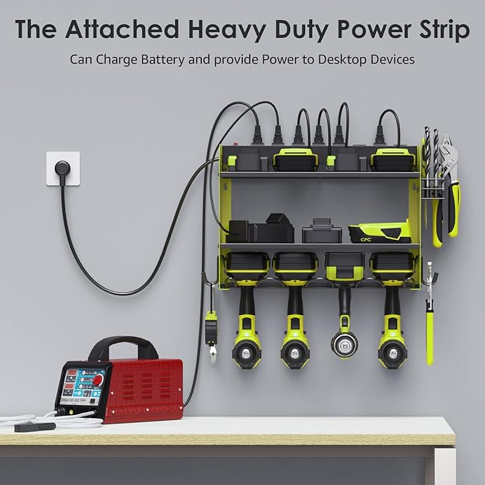 CCCEI Wall Mount Modular Tool Charging Organizer, Green, 2 Pack, 3 Tier.