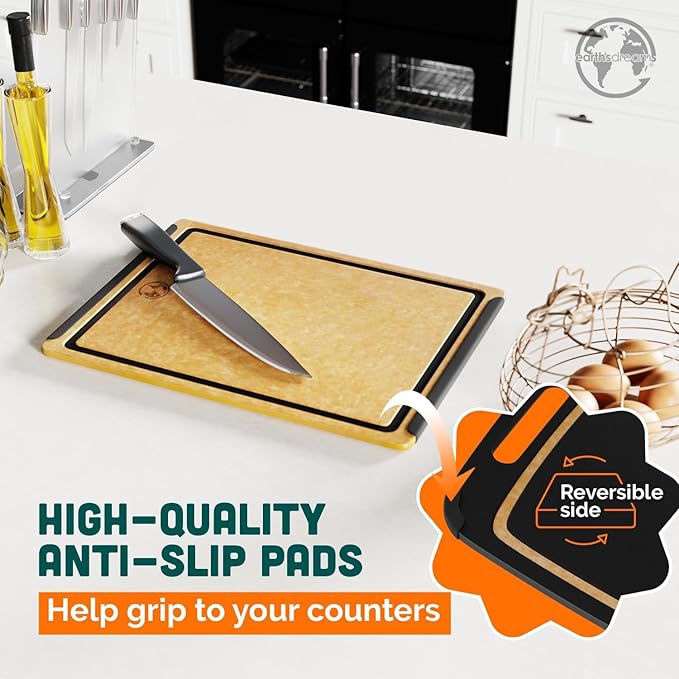 Earth’s Dreams Composite Wood Cutting Board 17” x 12”, Built in Groove