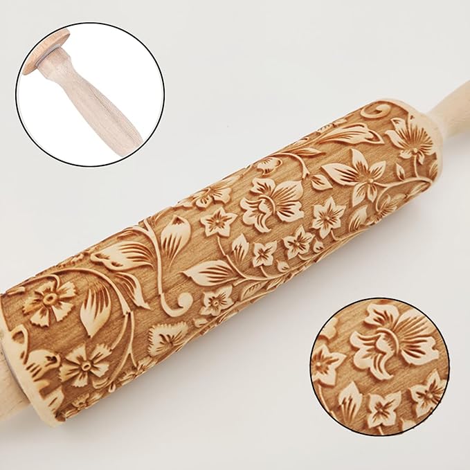 2 Pack Wood Rolling Pins, Classic 13.78-Inch Hardwood Rolling Pin – Effortless Dough Rolling for Pizza,Pies & Pastries,Smooth-Gliding Surface,Easy to Clean,Essential Baking Tool with Ergonomic Handles