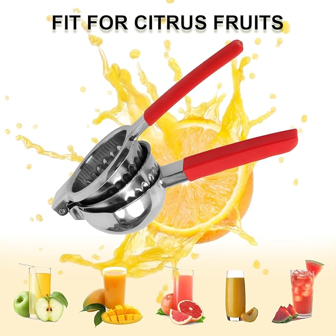 Lemon Squeezer Stainless Steel, NomadSphere Heavy Duty Large Squeezer Bowl, Manual Citrus Press Juicer and Lime Squeezer, Filter Mesh Design, 2 in 1 Store Juice, with Zester Tool & Cleaning Brush