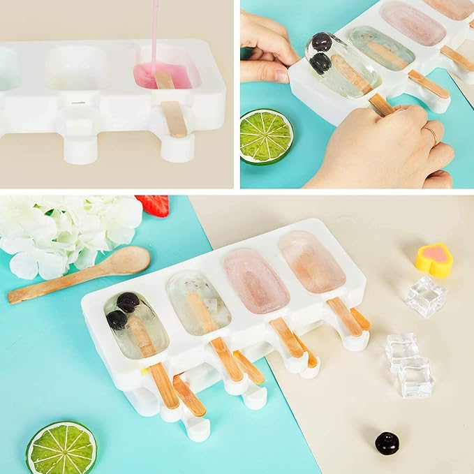 Ouddy Life Popsicle Molds Set of 2, Ice Pop Molds Silicone Cake Pop Mold