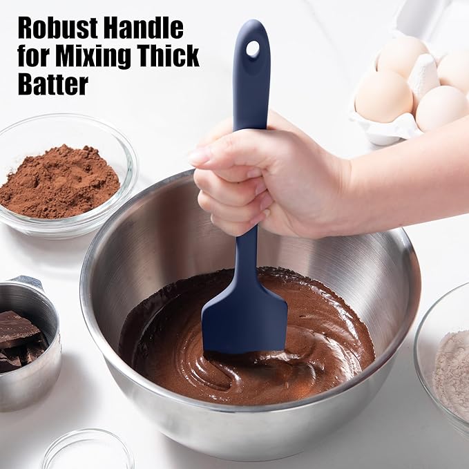 Doosu 600°F Heat Resistant Silicone Spatula for Baking (11.4in, Navy Blue)
