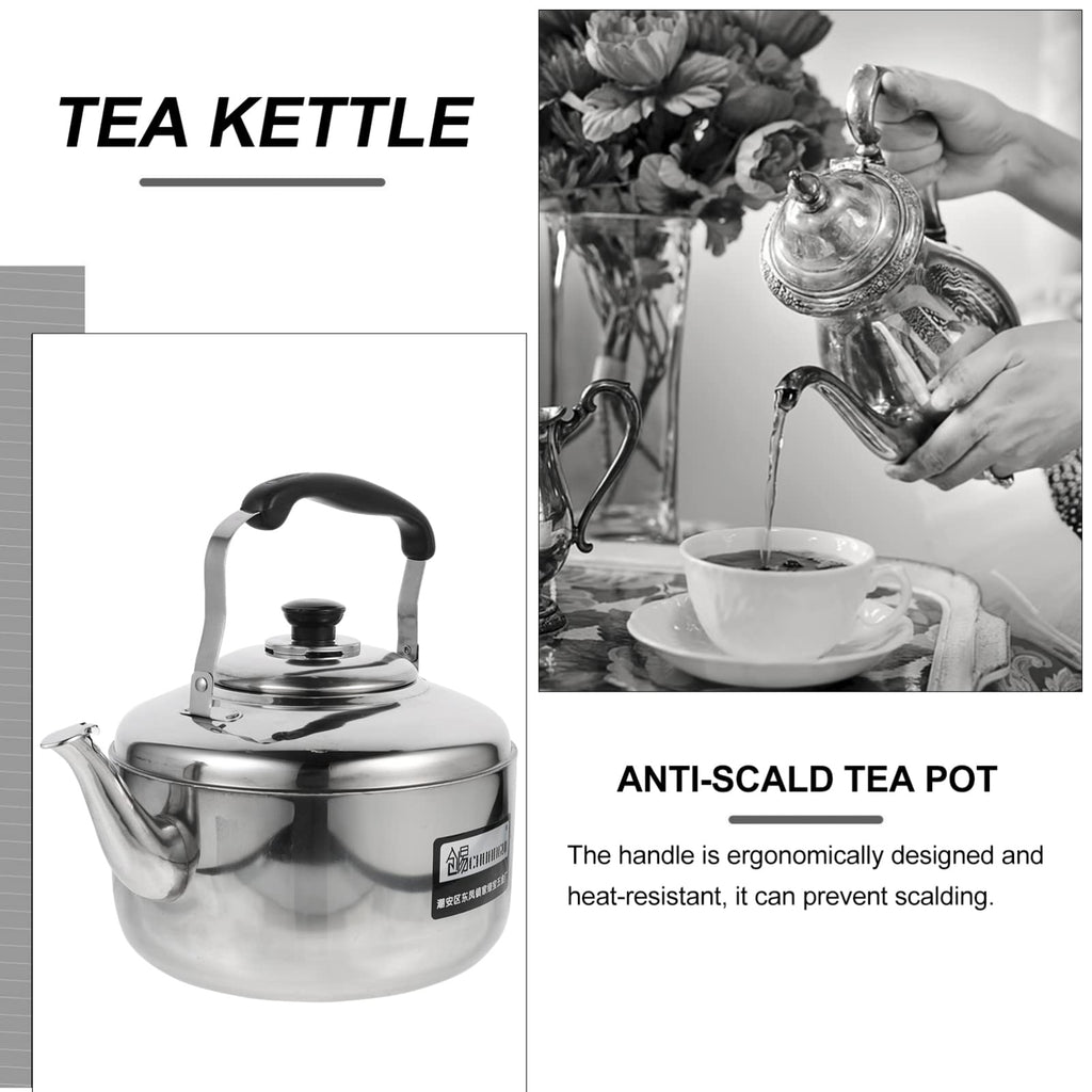 Cabilock Large Capacity Stainless Steel Sounding Kettle for Induction Cooker with Even Heat Transfer Bumpy Base and Comfortable Anti-Scald Handle 9.05X9.05X11.02In