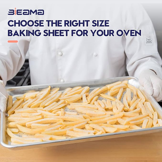 BIEAMA 6 Pack Full Size 18" x 26" Aluminum Baking Sheet Pan Perforated, Commercial Bakery Equipment Cookie Sheets, NSF Approved Baking Tray