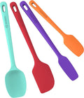 ChefAide 4 Pieces Silicone Spatula Set, Food Grade Rubber Spatula, Upgrade Strong Handle with Ergonomic Grip, Heat Resistant for Nonstick Cookware, Cooking