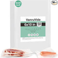 VanruVida Vacuum Sealer Bags,6” x 10” Pre-Cut Pint Size,50 Count for Food Saver,Commercial Grade Textured,BPA Free,Heavy Duty,Great for Vac Storage,Freezer, Meal Prep or Sous Vide