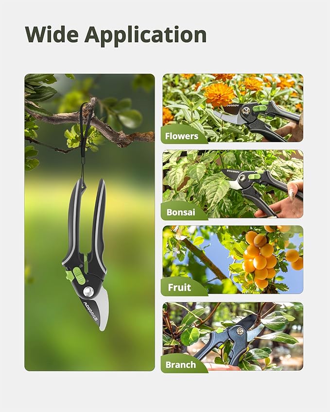 STAYGROW 8.5" Pruning Shears for Gardening SK5 Sharp Garden Shears